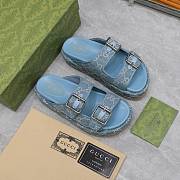 Gucci Strap Slide Sandal Blue Canvas - 2