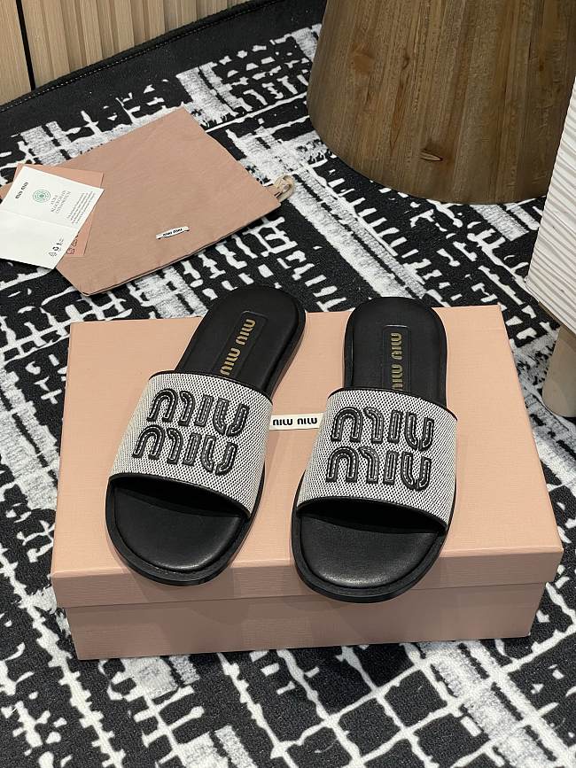 Miumiu 25 Mesh Slippers Black - 1