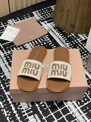 Miumiu 25 Mesh Slippers Beige