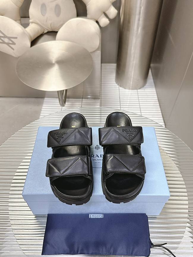 Prada Nappa Leather Slides in Black - 1
