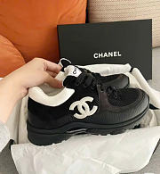 Chanel Black Grained Calfskin Low Top Sneakers - 6