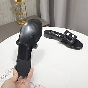 Versace Black Greca Maze Calfskin Flat Slide - 4