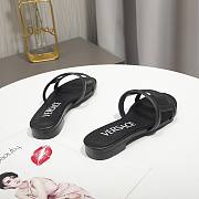 Versace Black Greca Maze Calfskin Flat Slide - 3