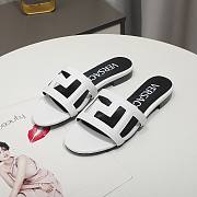 Versace White Greca Maze Calfskin Flat Slide - 5