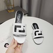Versace White Greca Maze Calfskin Flat Slide - 4