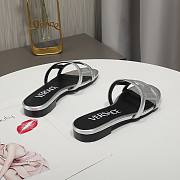 Versace Silver Greca Maze Calfskin Flat Slide - 5