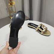 Versace Gold Greca Maze Calfskin Flat Slide - 5
