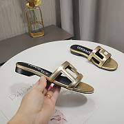 Versace Gold Greca Maze Calfskin Flat Slide - 3