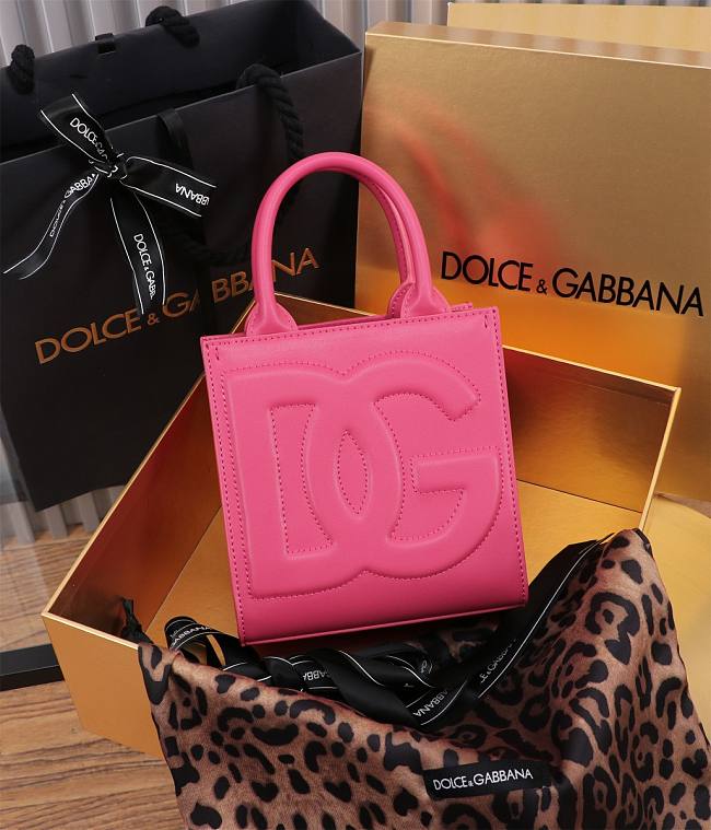 Dolce & Gabbana Embossed Tote Pink Bag Size 16×17×8CM - 1