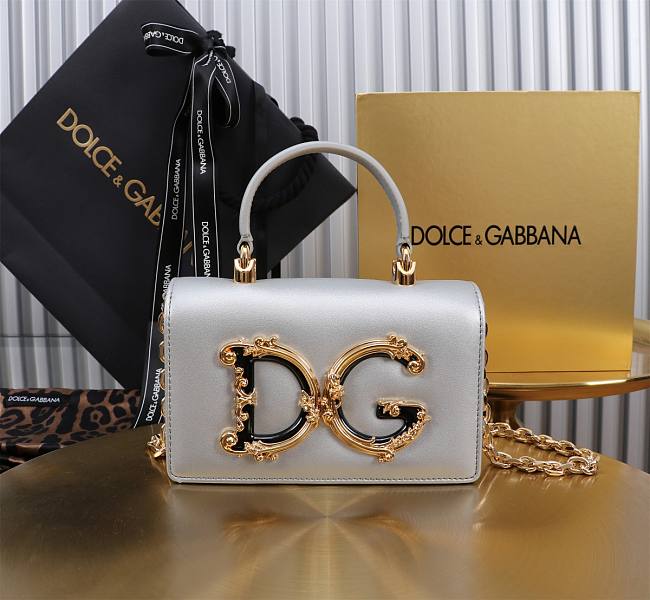 Dolce & Gabbana Silver Grained Bag Size 18x10x5CM - 1