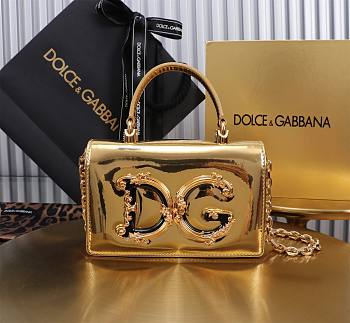 Dolce & Gabbana Gold Grained Bag Size 18x10x5CM