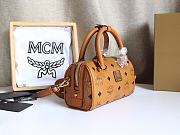 MCM Ella Boston Mini Bag in Visetos Brown Size 18x8x10CM - 5