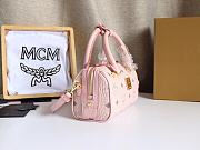 MCM Ella Boston Mini Bag in Visetos Pink Size 18x8x10CM - 4