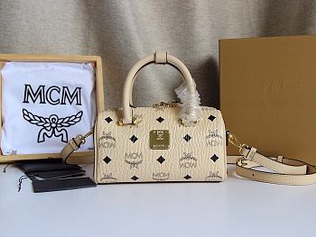 MCM Ella Boston Mini Bag in Visetos Beige Size 18x8x10CM