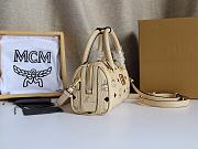 MCM Ella Boston Mini Bag in Visetos Beige Size 18x8x10CM - 4