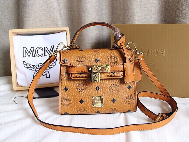 DMCM Heritage Satchel In Visetos Brown Size 18x9x14CM - 1