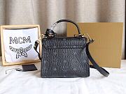 DMCM Heritage Satchel In Visetos Black Size 18x9x14CM - 5