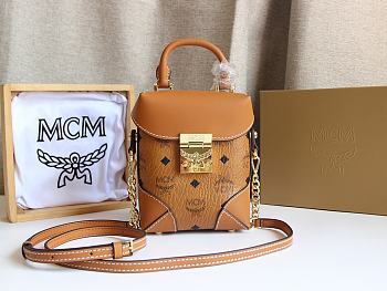MCM Soft Berlin Crossbody Brown Bag Size 15x7x11CM