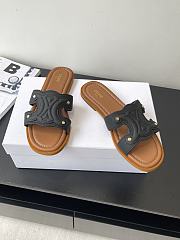 Celine Logo Stitched Leather Slippers 0055-02 - 5