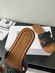 Celine Logo Stitched Leather Slippers 0055-02 - 4
