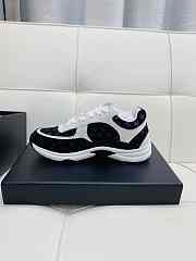 Chanel 22A Black White Suede CC Logo Low Sneaker - 4