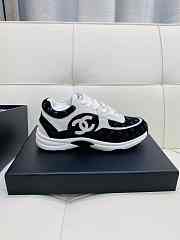 Chanel 22A Black White Suede CC Logo Low Sneaker - 3
