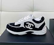 Chanel 22A Black White Suede CC Logo Low Sneaker - 1