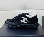 Chanel All Black Grained Calfskin Low Top Sneakers - 1