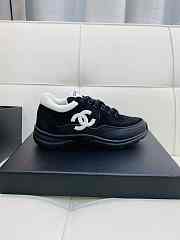 Chanel All Black Grained Calfskin Low Top Sneakers - 5
