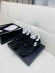 Chanel All Black Grained Calfskin Low Top Sneakers - 3