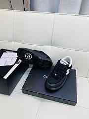 Chanel All Black Grained Calfskin Low Top Sneakers - 2