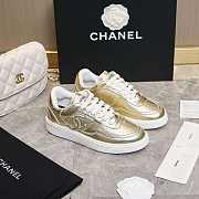 Chanel CC Logo Gold Low Top Sneakers - 6