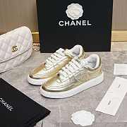Chanel CC Logo Gold Low Top Sneakers - 4