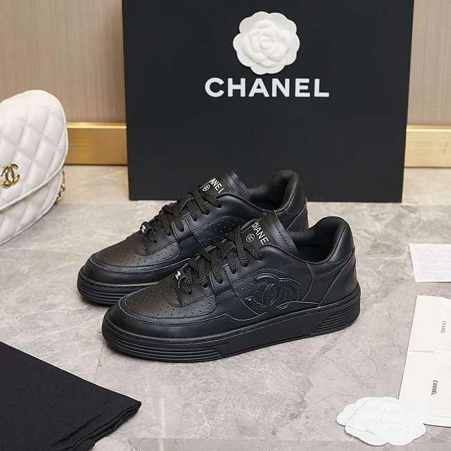 Chanel CC Logo Black Low Top Sneakers - 1