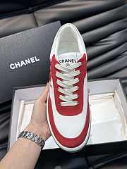 Chanel CC Logo Suede Red Low Top Sneakers - 3