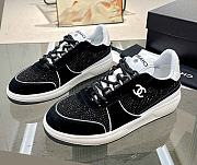 Chanel Strass Crystal Gray Black Suede Sneakers - 1