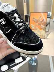 Chanel Strass Crystal Gray Black Suede Sneakers - 5
