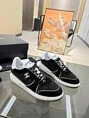 Chanel Strass Crystal Gray Black Suede Sneakers - 2