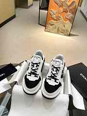 Chanel Black White Suede Logo Sneakers - 6