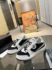 Chanel Black White Suede Logo Sneakers - 2