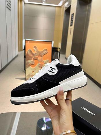 Chanel Black Suede Logo Sneakers