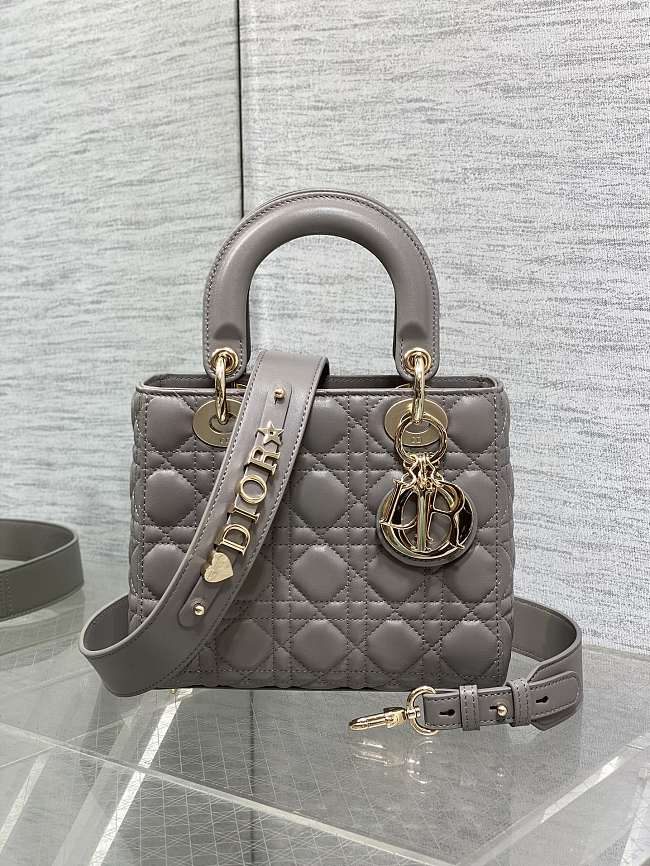 Dior Lady Grey Bag D0217 Size 20x16x8CM - 1