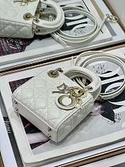 Dior Small Lady Dior Bag White Cannage Size 20x8x17CM - 5