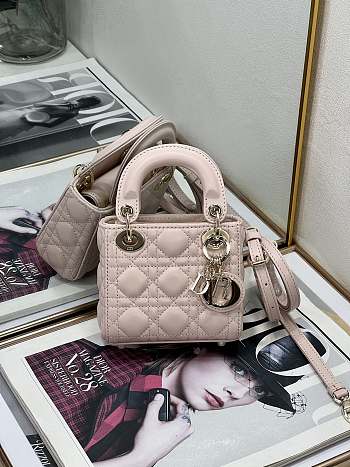 Dior Small Lady Dior Bag Pink Cannage Size 20x8x17CM