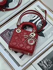 Dior Small Lady Dior Bag Red Cannage Size 20x8x17CM - 5