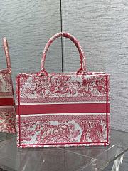 Dior Book Red Pattern Tote Toile de Jouy 36x27x16CM - 2