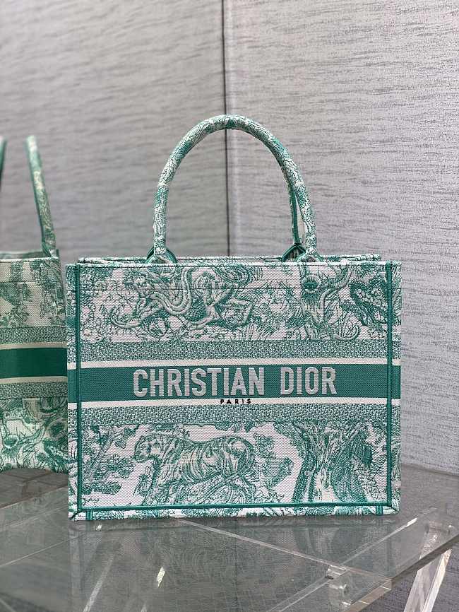 Dior Book Green Pattern Tote Toile de Jouy 36x27x16CM - 1