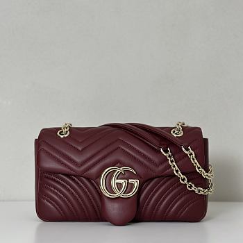 Gucci GG Marmont Shoulder Plum Bag 26x15x7CM