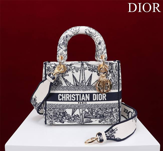 Dior Lady D-Lite Bag in Black Toile De Jouy 36x27x16CM - 1
