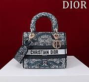 Dior Lady D-Lite Bag in Black Blue Toile De Jouy 36x27x16CM - 1